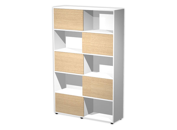 1 Bibliothèque blanc 10 cases 5 portes chêne montée