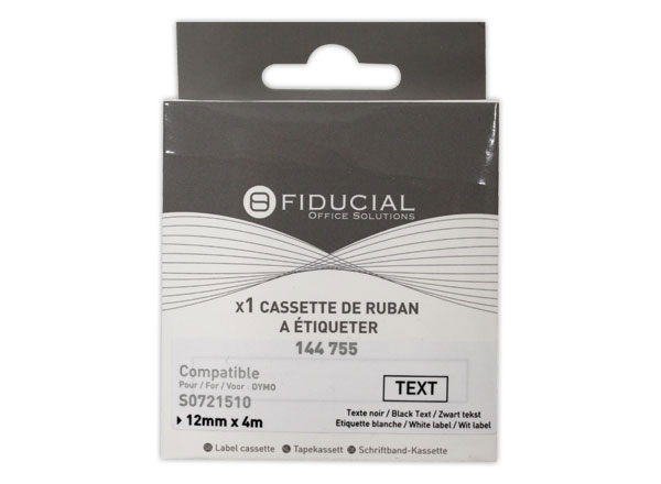 1 Ruban K7 pour titreuse DYMO S0721510 12 mmx4 m imp noire / blanc