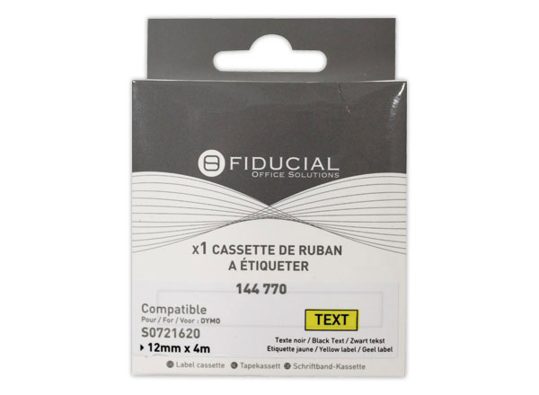 1 Ruban K7 pour titreuse DYMO S0721620 12mmx4 m jaune impression noire