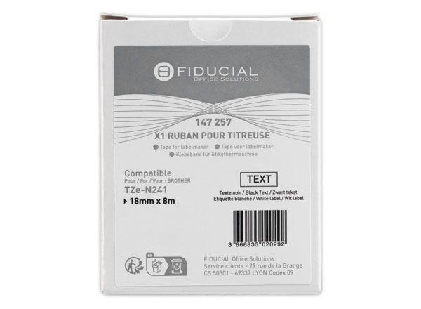 1 Ruban comp BROTHER TZE N241 cassette 18 mm Noir / blanc