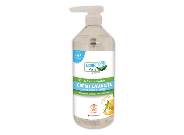 1 Crème lavante 3 en 1, parfum miel fleur d'oranger COSMOS 1L