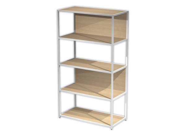 1 Bibliothéque filaire moyenne blanc chêne monté