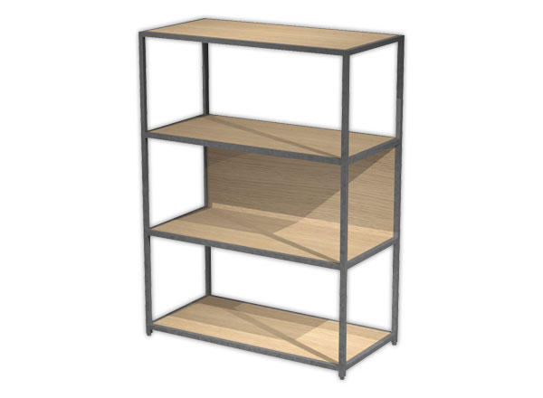 1 Bibliothèque filaire basse anthracite chêne monté