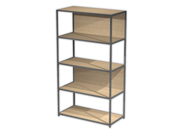 1 Bibliothèque filaire moyenne anthracite chêne monté