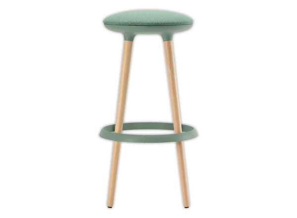 1 Tabouret haut tissu vert