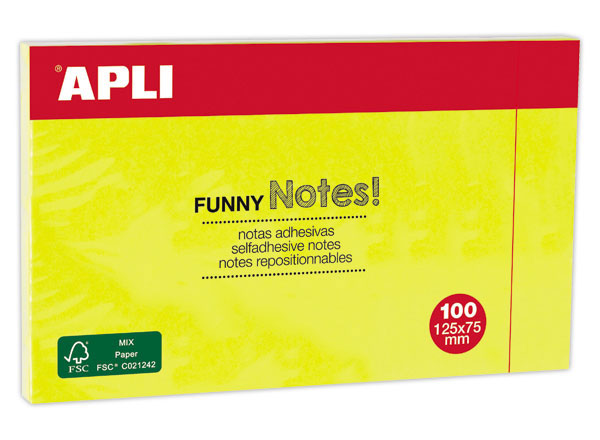 1 Bloc notes adhésives 125 x 75 mm jaunefluo