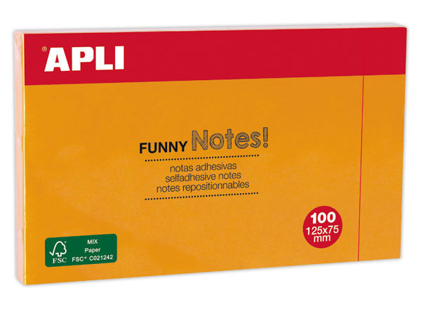 1 Bloc notes adhésives 125 x 75 mm vert fluo