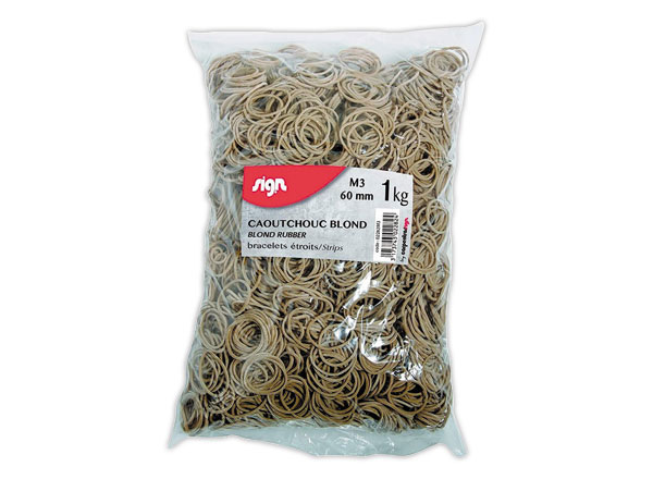 1 Sachet de bracelets caoutchouc étroits SIGN 60 mm 1 kg coloris blond