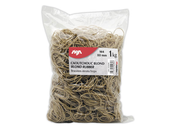 1 Sachet de bracelets caoutchouc étroits SIGN 80 mm 1 kg coloris blond
