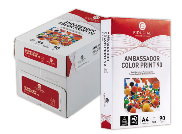1 Carton de 5 Ramettes de 500 feuilles blanches A4 90g AMBASS. COLOR PRINT FIDUCIAL