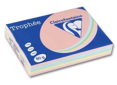 1 Ramette de 500 feuilles de papier pastel assorti Trophée A4 80 g -