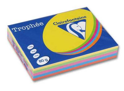 1 Ramette de 500 feuilles couleurs vivesassorties Trophée A4 80 g