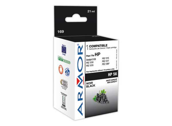 1 Cartouche d'encre ARMOR noire compatible HP 56