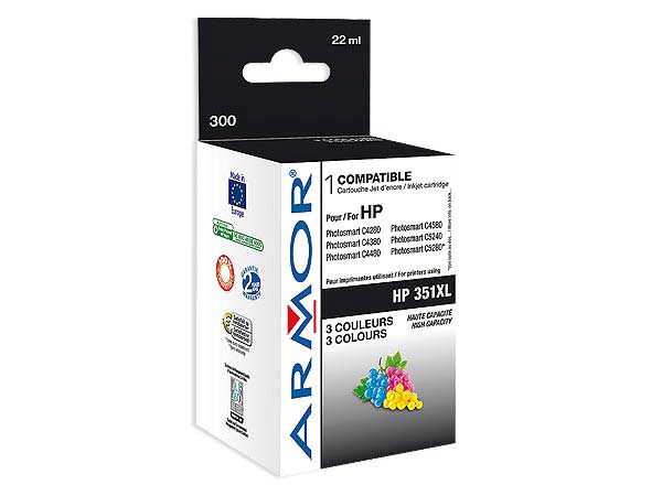 1 Cartouche d'encre ARMOR 3 couleurs compatible HP 351
