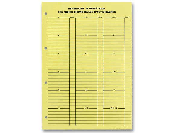 1 Jeu d'intercalaires alphabetiques pourclass. comptabilité des actions