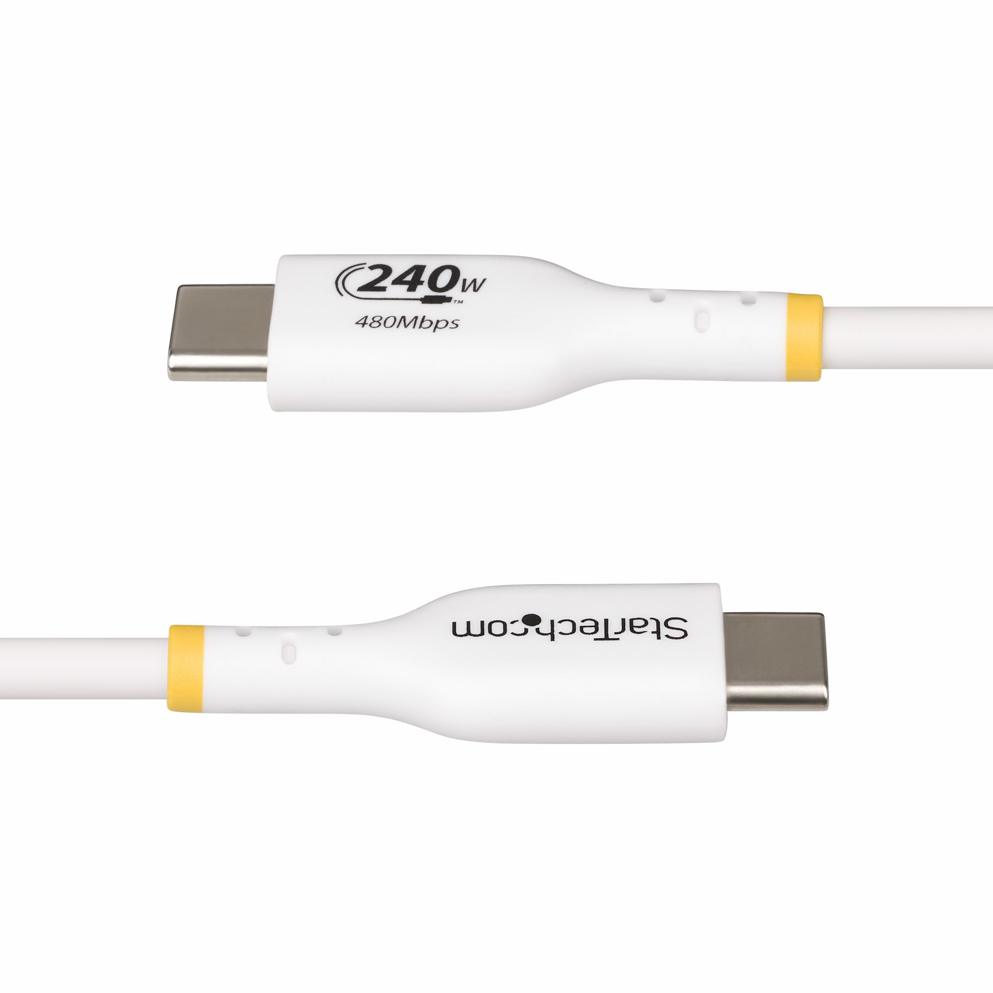StarTech.com Câble de Charge USB-C de 1m, Charge et Synchronisation, 240W (5A) PD EPR, Câble de Charge USB 2.0 pour Ordinateur Portable, Certifié USB-IF , Gaine TPE - Cordon de Charge USB C Blanc