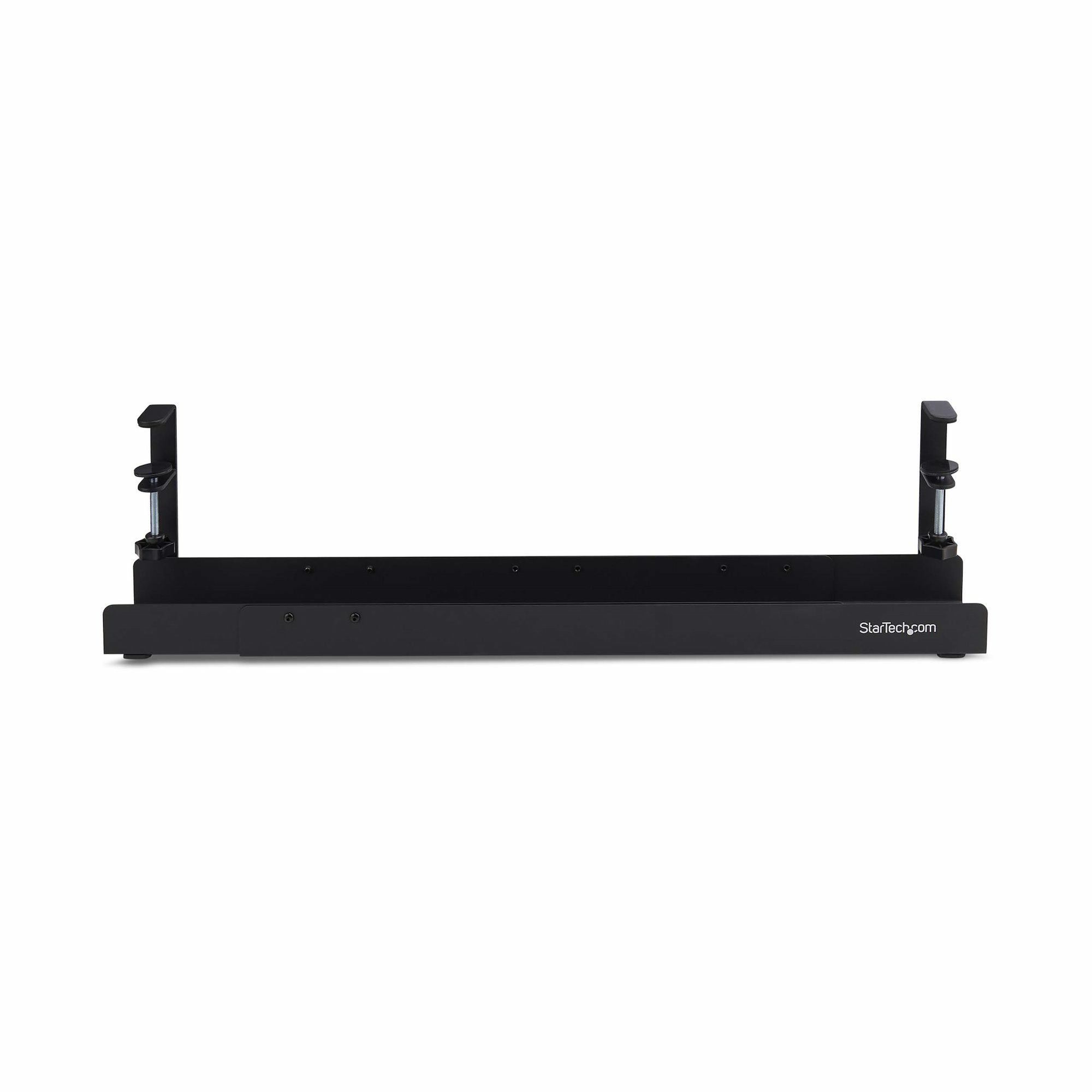 StarTech.com Goulotte Passe Câble Bureau, Organiseur de Câbles Ajustable en Longueur, Installation à Pinces, Aucun Perçage Nécessaire, Support Multiprise, Noir