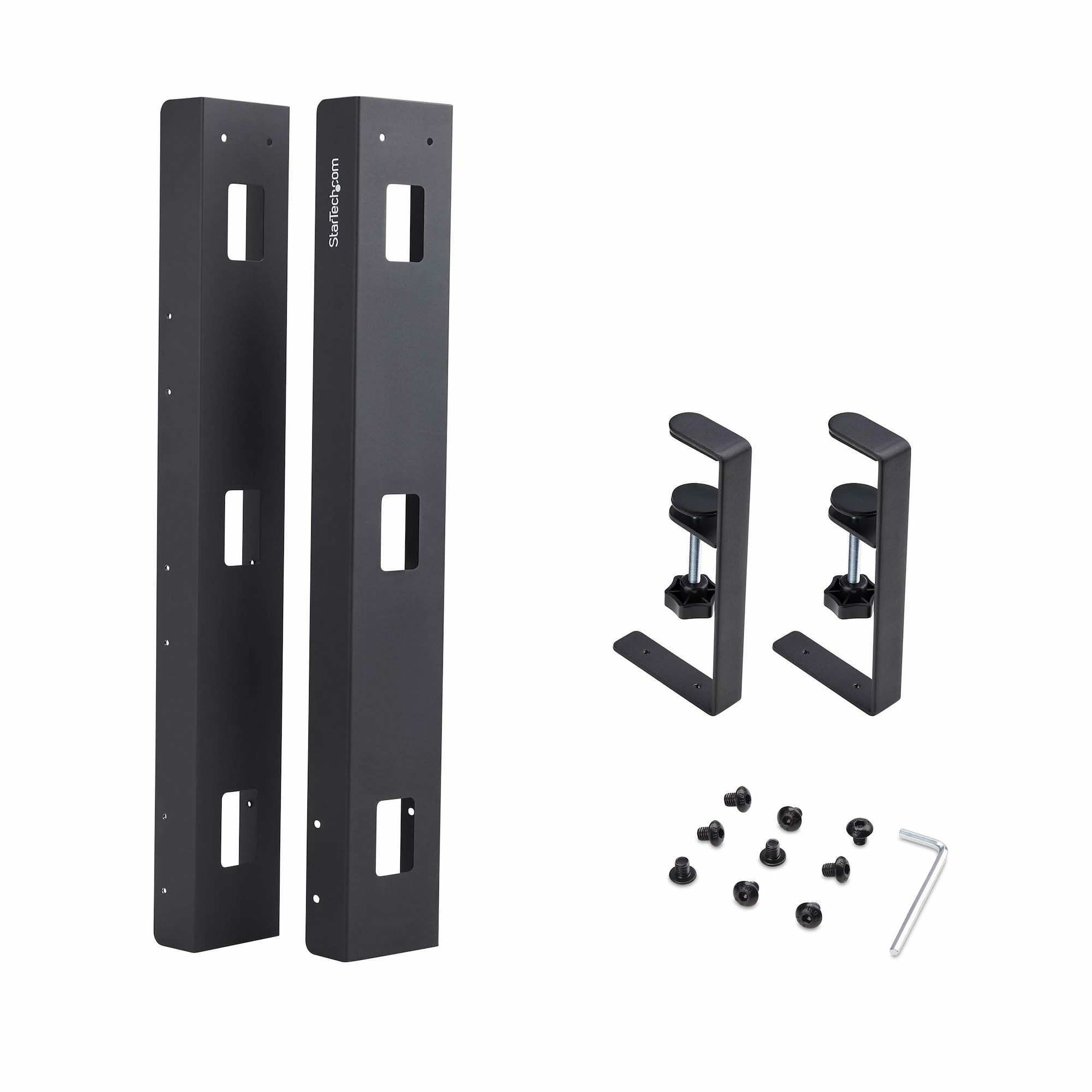 StarTech.com Goulotte Passe Câble Bureau, Organiseur de Câbles Ajustable en Longueur, Installation à Pinces, Aucun Perçage Nécessaire, Support Multiprise, Noir