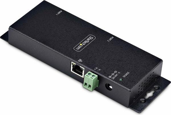 StarTech.com Adaptateur Série vers Ethernet à 2 Ports, Serveur de Périphériques Série IP pour Périphériques RS232 Distants, Montage Mural/ Rail DIN, Boîtier Métallique, Convertisseur Série RJ45 LAN vers DB9, TAA
