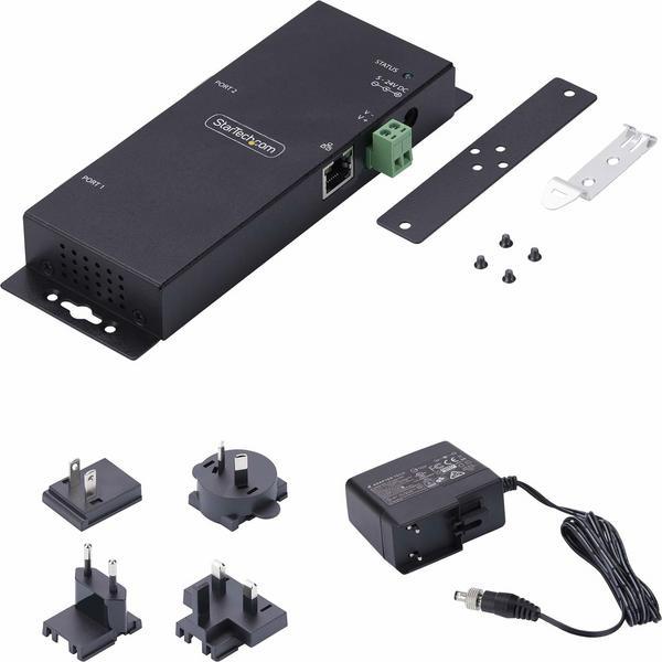 StarTech.com Adaptateur Série vers Ethernet à 2 Ports, Serveur de Périphériques Série IP pour Périphériques RS232 Distants, Montage Mural/ Rail DIN, Boîtier Métallique, Convertisseur Série RJ45 LAN vers DB9, TAA
