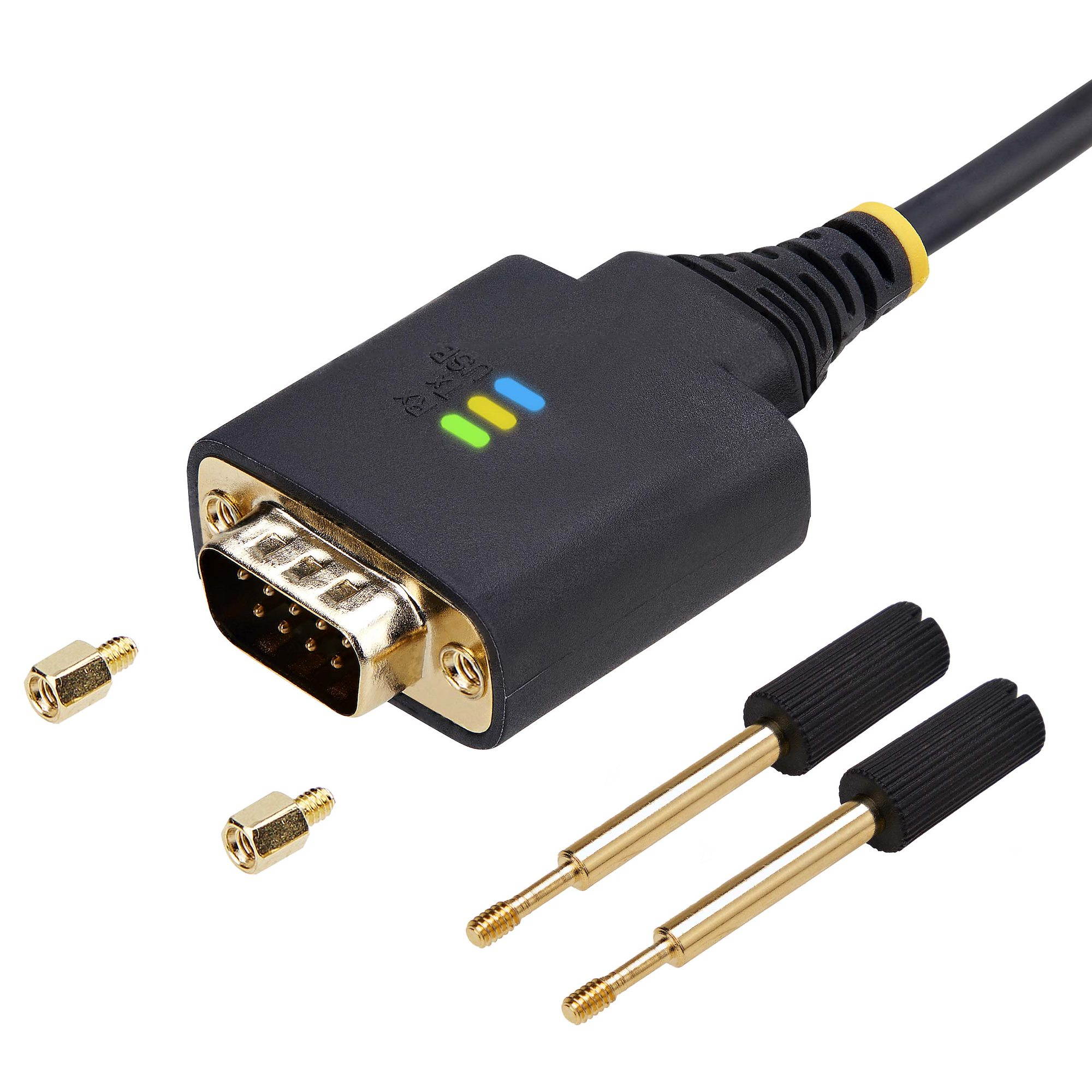 StarTech.com Câble USB vers Série de 2m, Rétention COM, Vis/Écrous Interchangeables, Câble Adaptateur USB vers Série, USB-A vers DB9 RS232, FTDI IC, Protection ESD, Windows/macOS/Linux