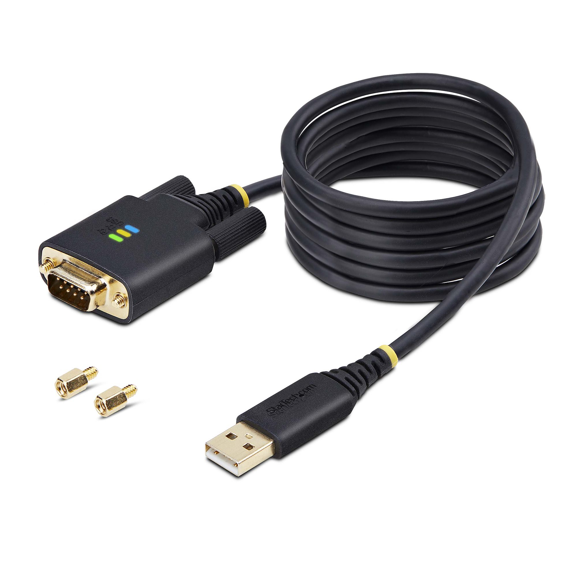 StarTech.com Câble USB vers Série de 2m, Rétention COM, Vis/Écrous Interchangeables, Câble Adaptateur USB vers Série, USB-A vers DB9 RS232, FTDI IC, Protection ESD, Windows/macOS/Linux