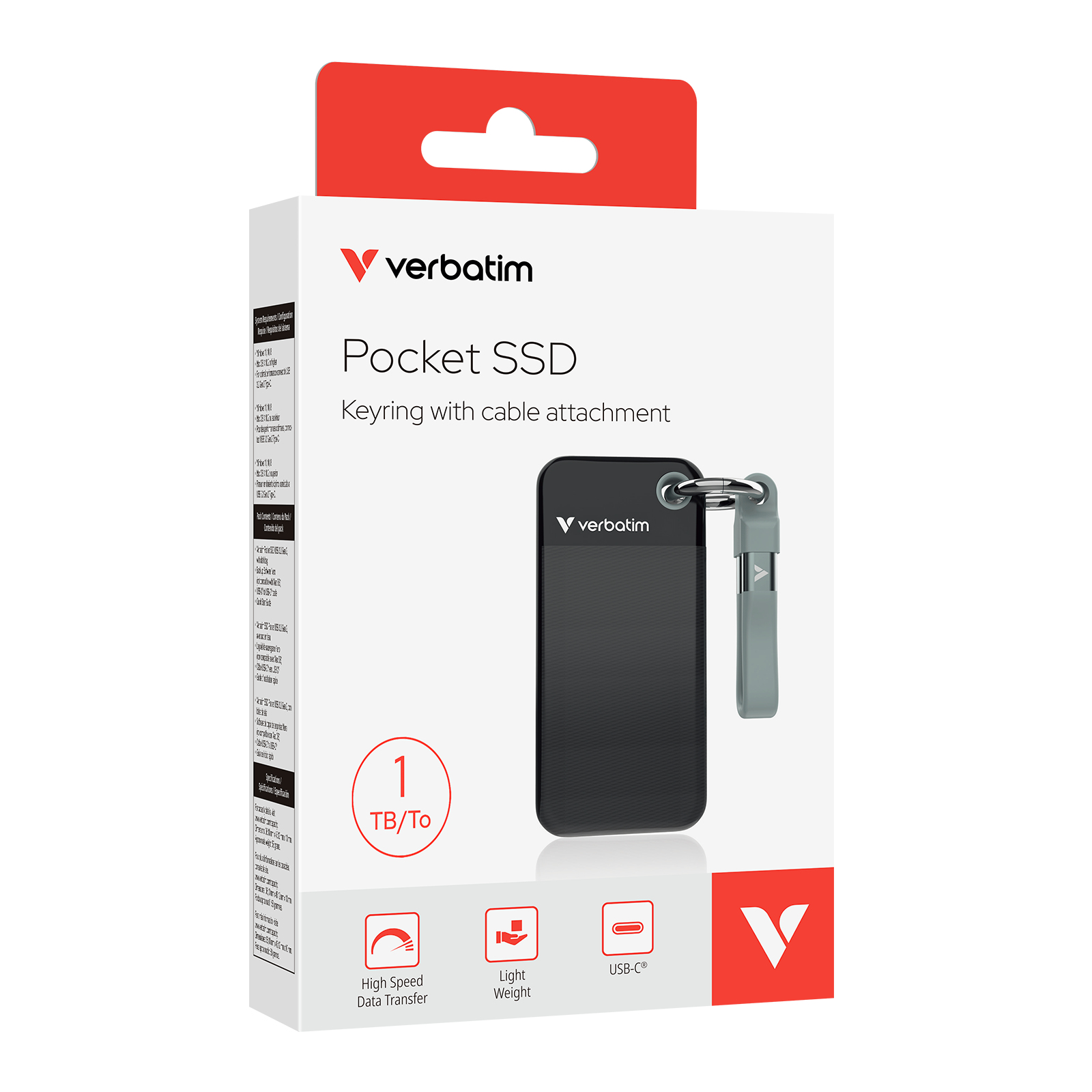 Verbatim Pocket SSD 1 To USB Type-C 3.2 Gen 2 (3.1 Gen 2) Noir, Gris