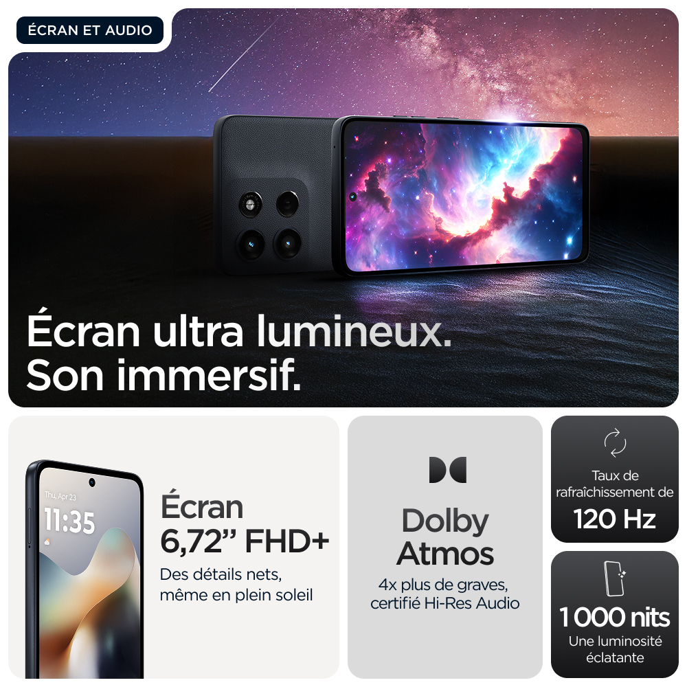 Motorola moto g56 5G 17,1 cm (6.72") Double SIM hybride Android 15 USB Type-C 8 Go 256 Go 5200 mAh Noir