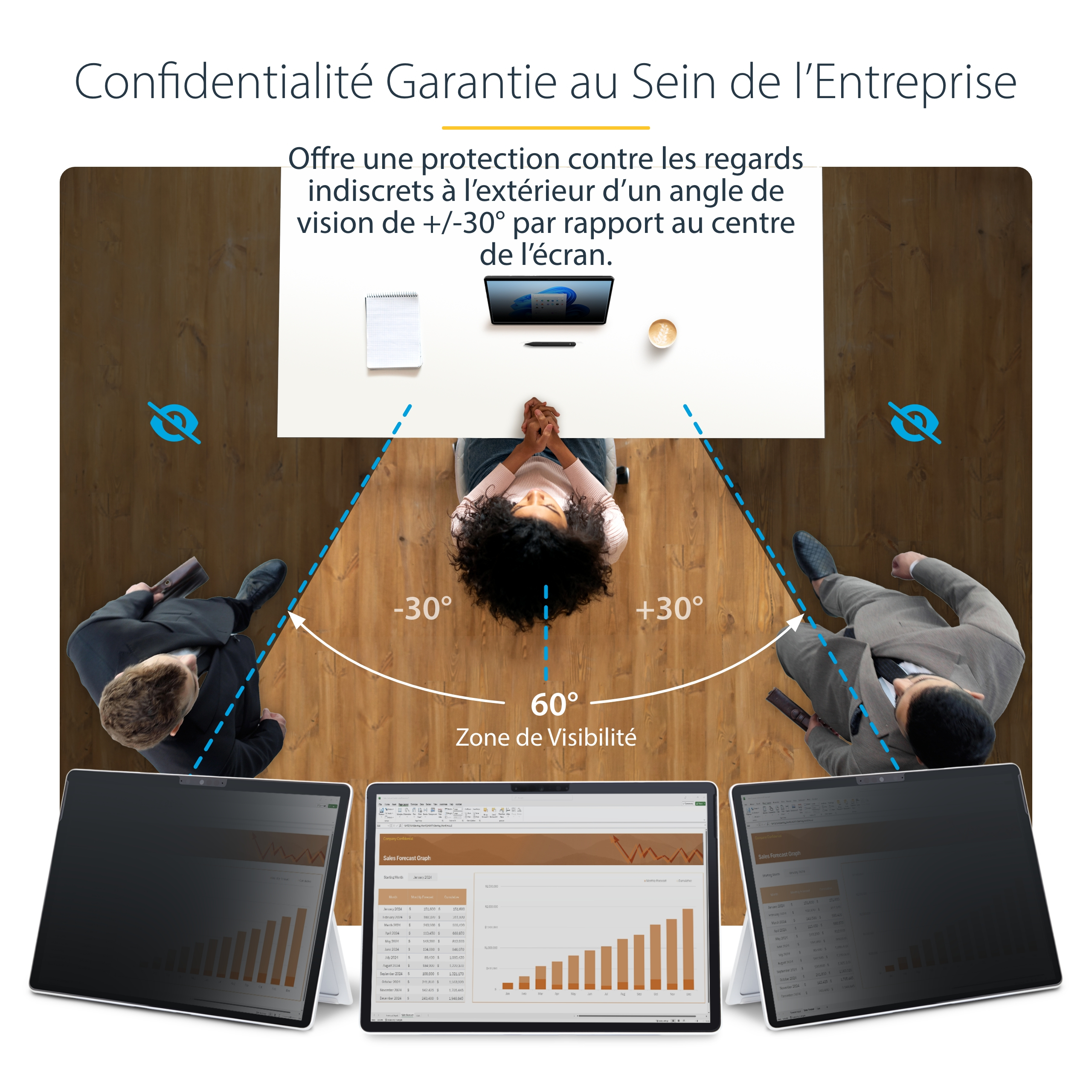 StarTech.com Filtre de Confidentialité à 4 Directions pour Surface Pro 8/9/X 13 pouces, pour Portrait/Paysage, Écran de Protection Surface, +/- 30 Degrés de Vue, Filtre Anti Lumière Bleue (51 %), Anti-Reflet