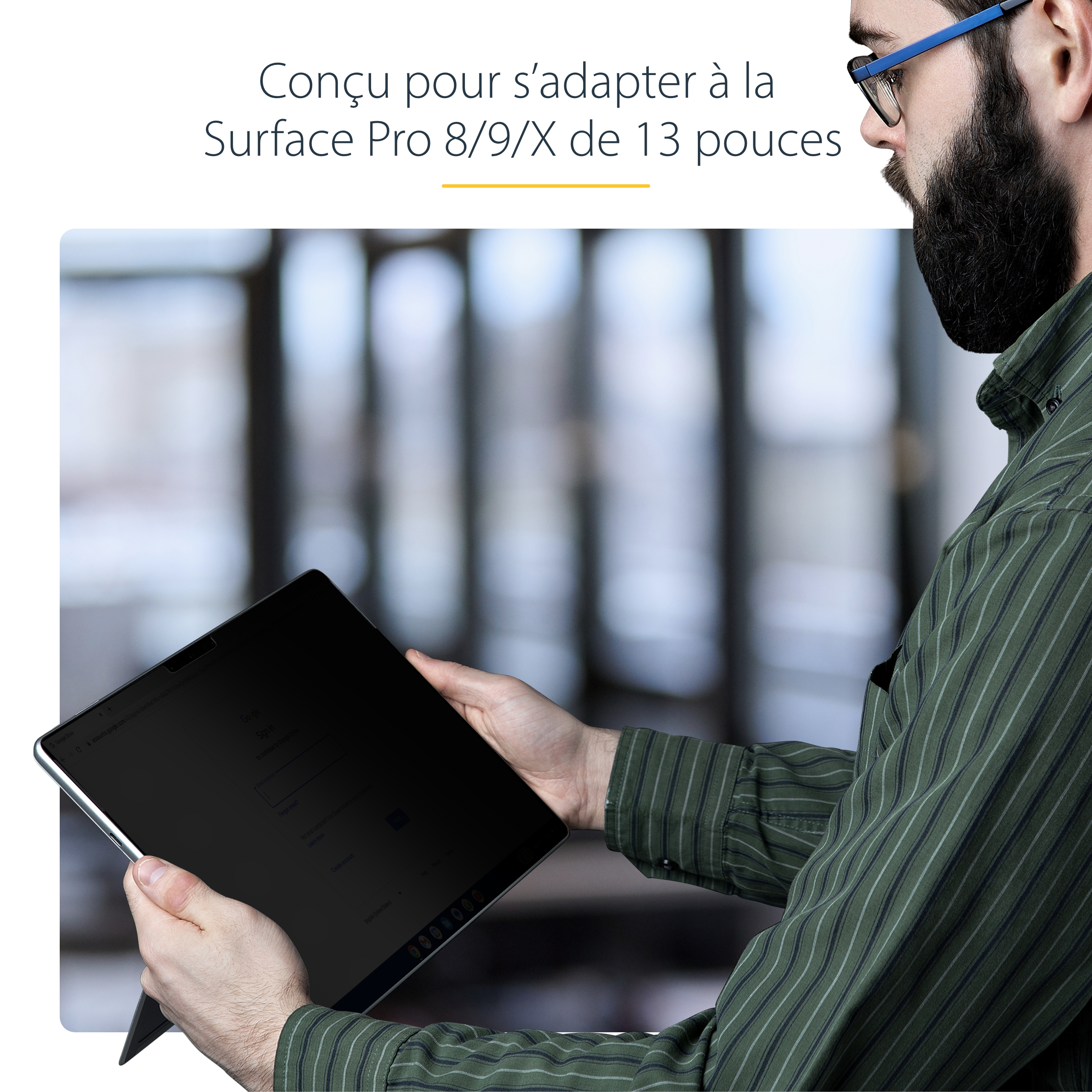 StarTech.com Filtre de Confidentialité à 4 Directions pour Surface Pro 8/9/X 13 pouces, pour Portrait/Paysage, Écran de Protection Surface, +/- 30 Degrés de Vue, Filtre Anti Lumière Bleue (51 %), Anti-Reflet