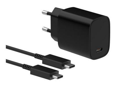 Chargeur secteur USB-C 20W Power Delivery (PD) avec c?e USB-C - Longueur de c?e : 1.8m - Noir - Compatible charge rapide toutes marques