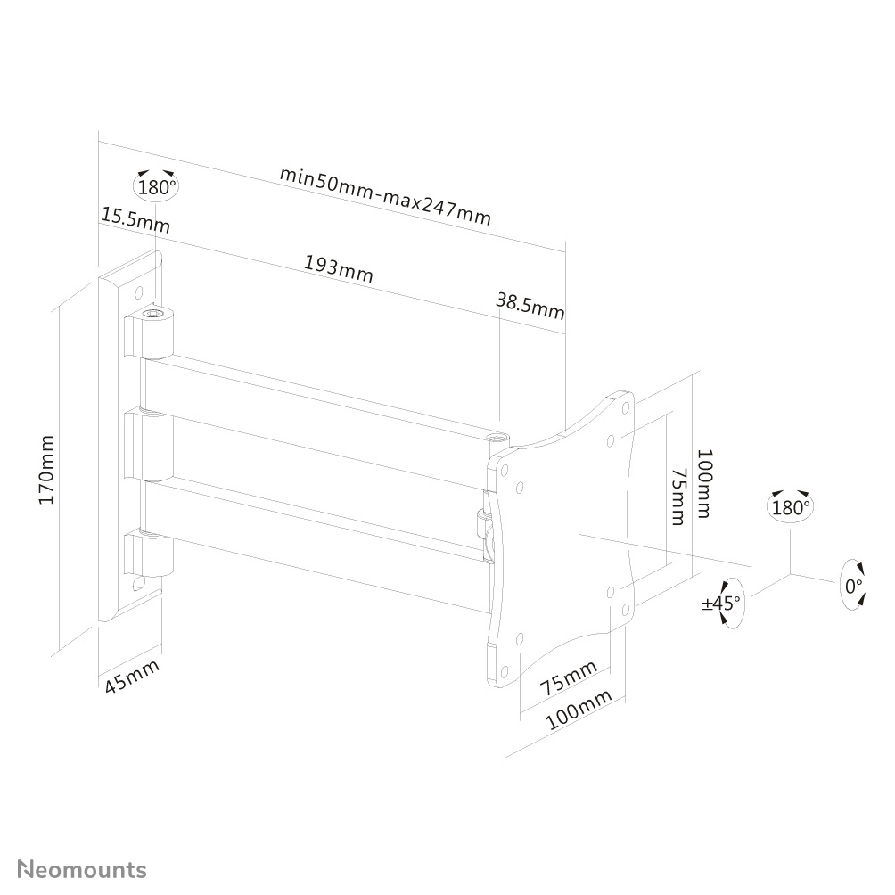 NEOMOUNTS FPMA-W820 Support décran mural 10-27p - orientable