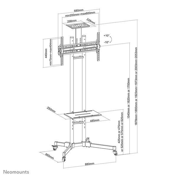 NEOMOUNTS PLASMA-M1700E Chariot pour écran 32-70p