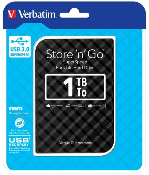 Verbatim Disque dur portable USB Store 'n' Go 3.0, 1 To, noir