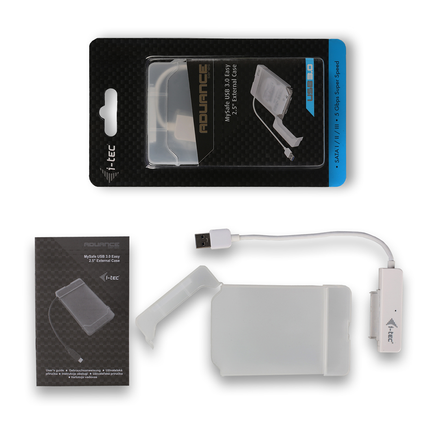 I-TEC USB 3.0 Advance MySafe Easy Enclosure 6.4cm 2.5p External Enclosure for SATA HDD itegrated cable white