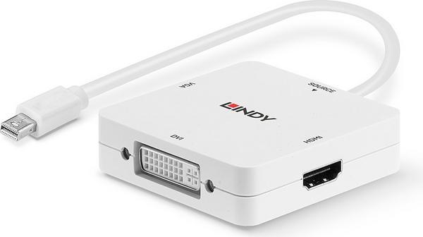 LINDY Adaptateur Mini DP 1.2 vers HDMI 4K30 DVI VGA