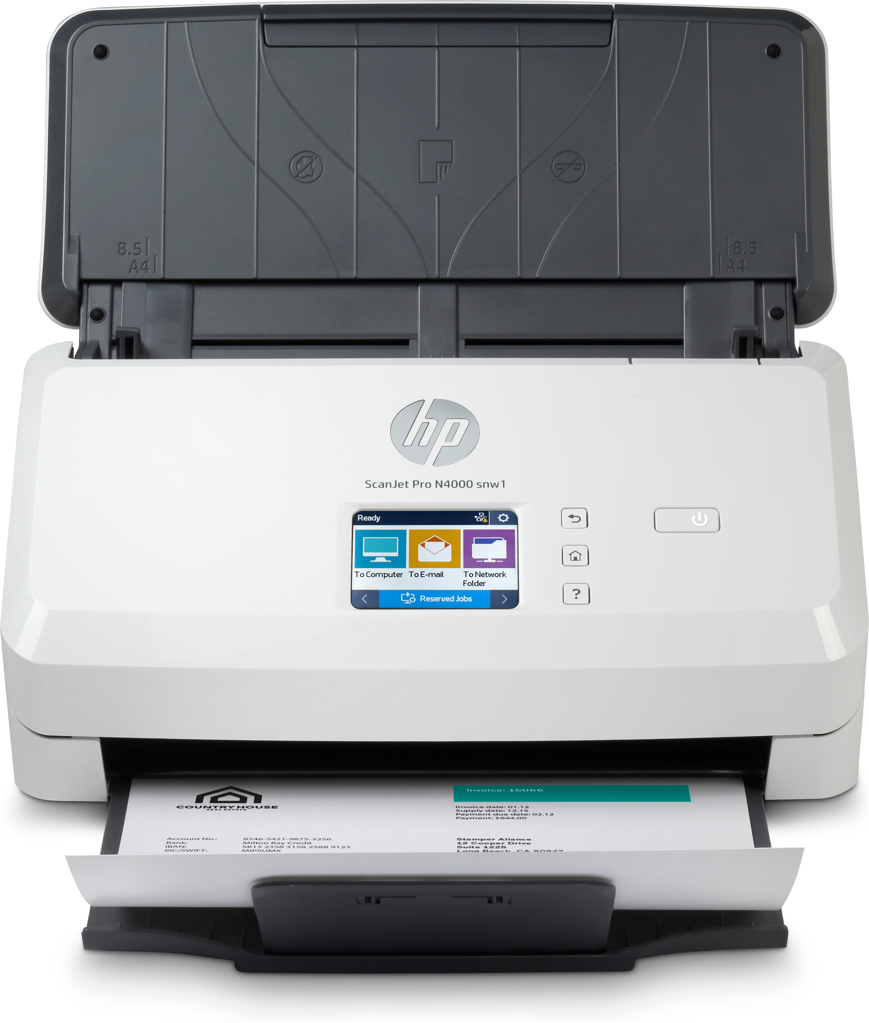 HP Scanjet Pro N4000 snw1 Sheet-feed Scanner Alimentation papier de scanner 600 x 600 DPI A4 Noir, Blanc