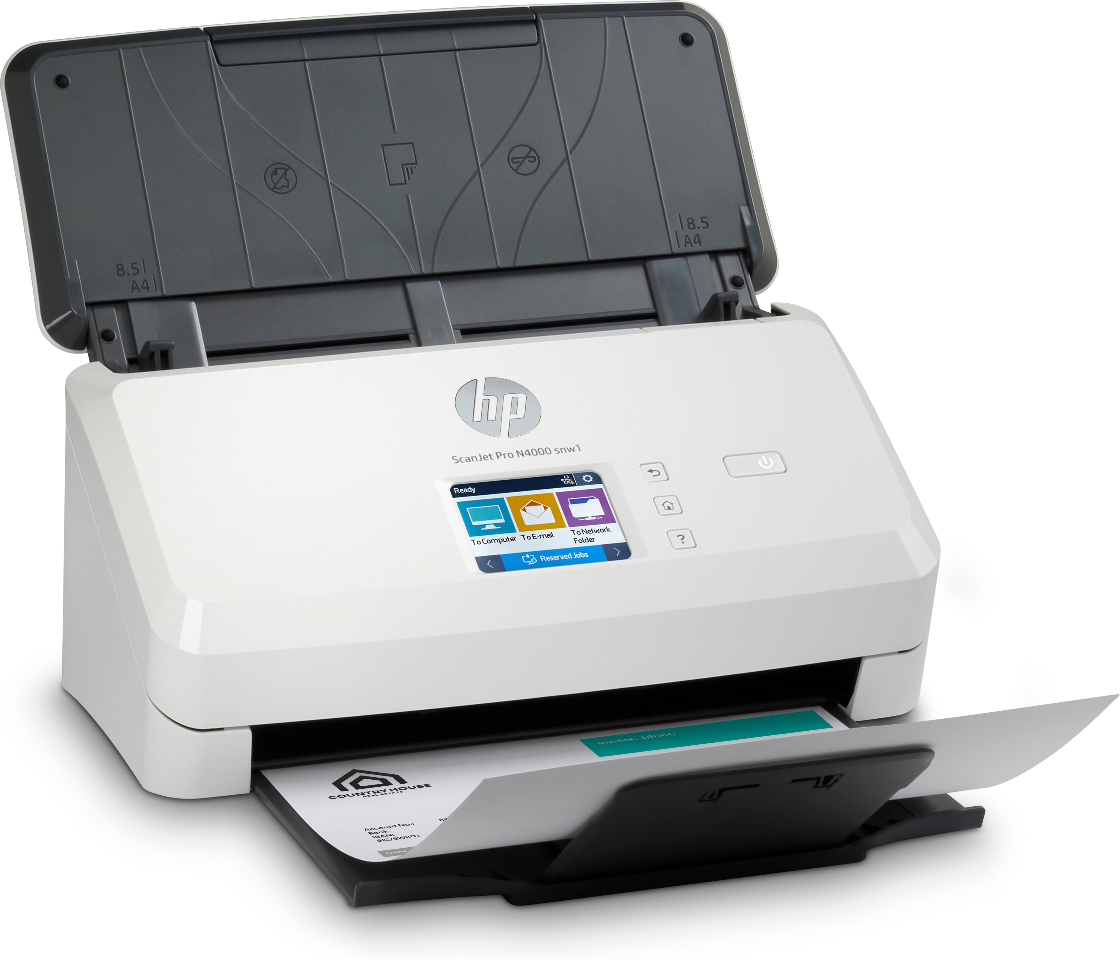 HP Scanjet Pro N4000 snw1 Sheet-feed Scanner Alimentation papier de scanner 600 x 600 DPI A4 Noir, Blanc