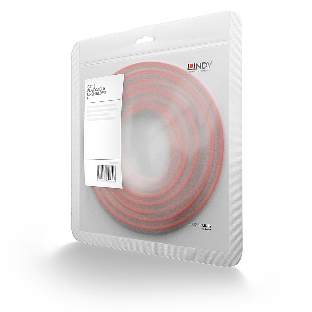 LINDY Cat.6 U/UTP Flat Cable 1m Red