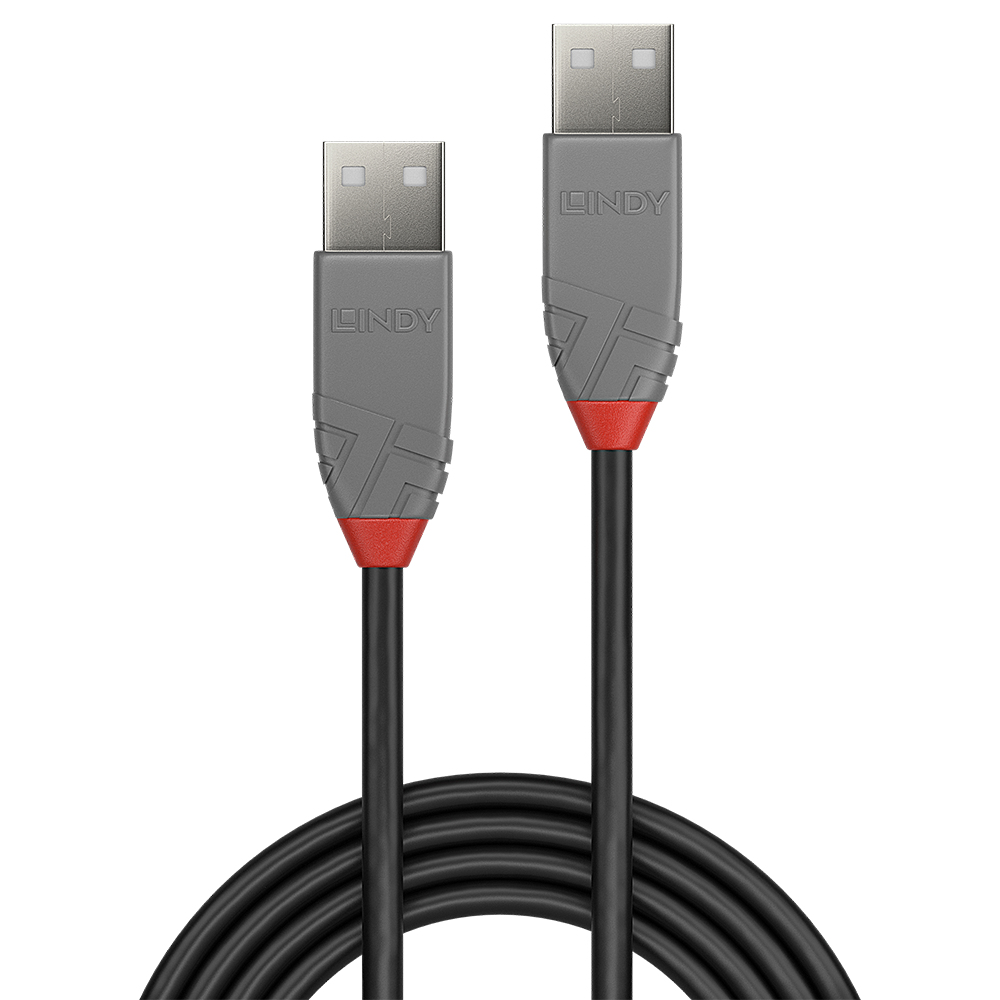 LINDY 0.2m USB 2.0 Type A Cable Anthra Line USB Type A Male to Male