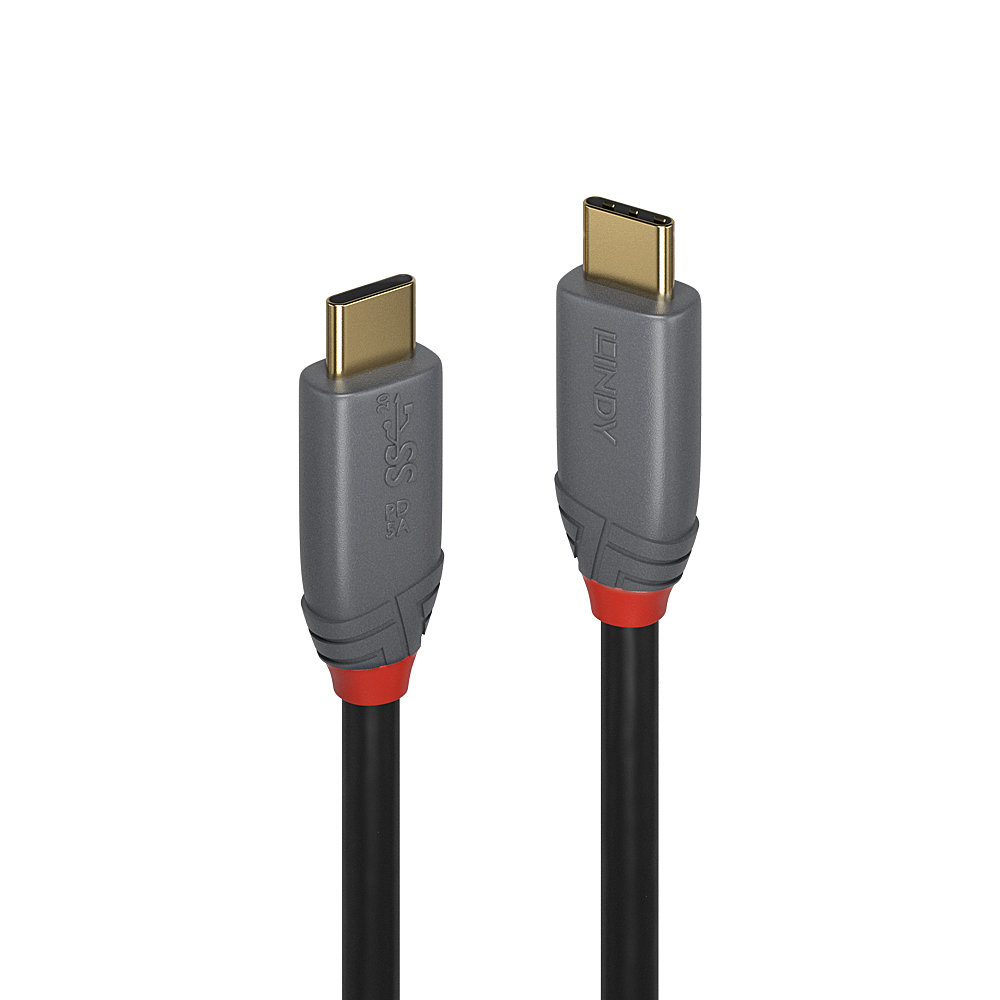 LINDY 1.5m USB 3.2 Type C Cable 5A PD Anthra Line USB Typ C Male to Male