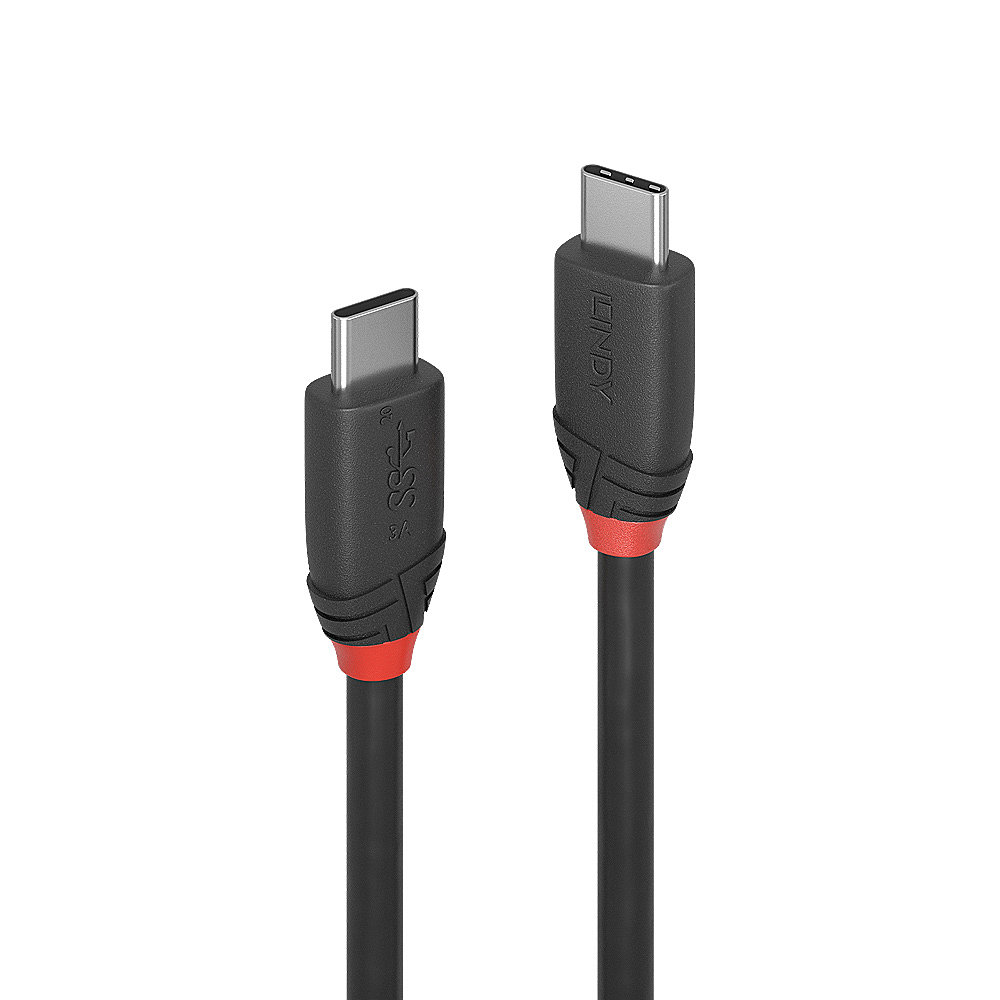 Lindy Câble USB 3.2 Type C de 1m, 20Gbit/s, 60W PD, noir