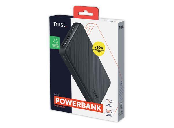 1 Batterie externe Powerbank Trust PrimoEco 20.000 mAh - Noir