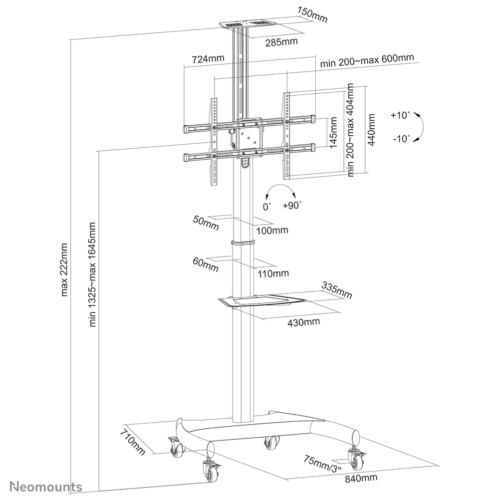 NEOMOUNTS PLASMA-M1900E Chariot pour écran 37-70p - rotatif