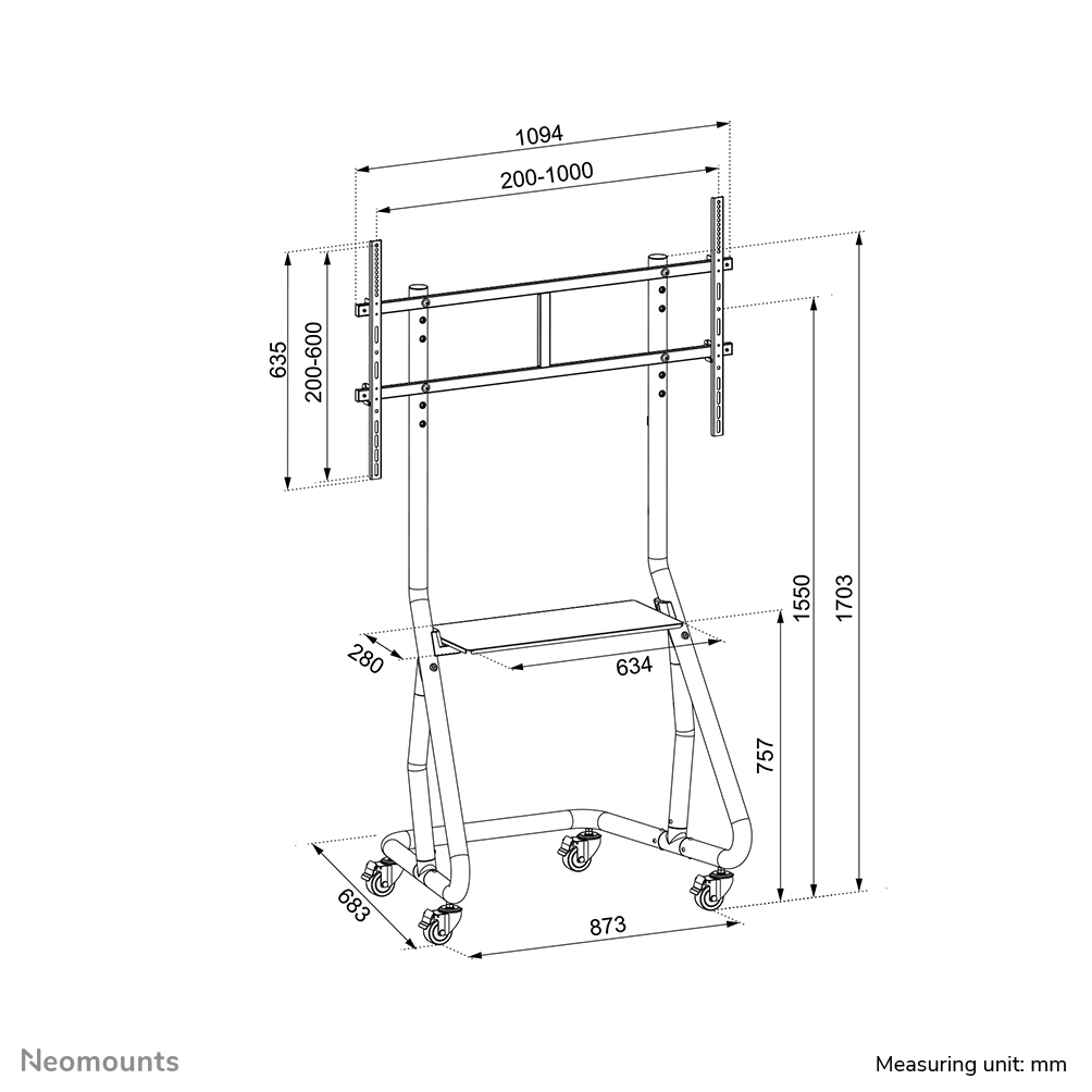 NEOMOUNTS NS-M3800BLACK Support au sol pour écran 60-100p
