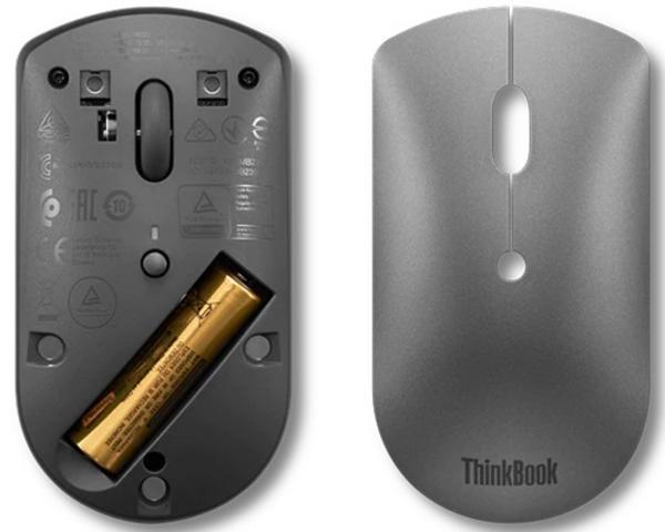 LENOVO ThinkBook Silent - Souris - droitiers et gauchers - bleu optique - 3 boutons - sans fil - Bluetooth 5.0 - gris de fer