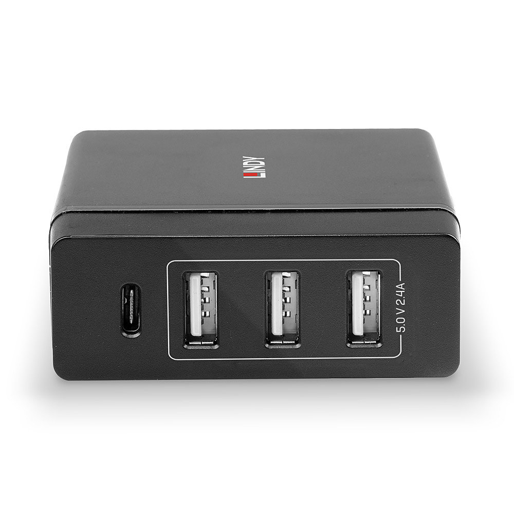 LINDY 4 Port USB Type C & A Smart Charger with Power Delivery 72W