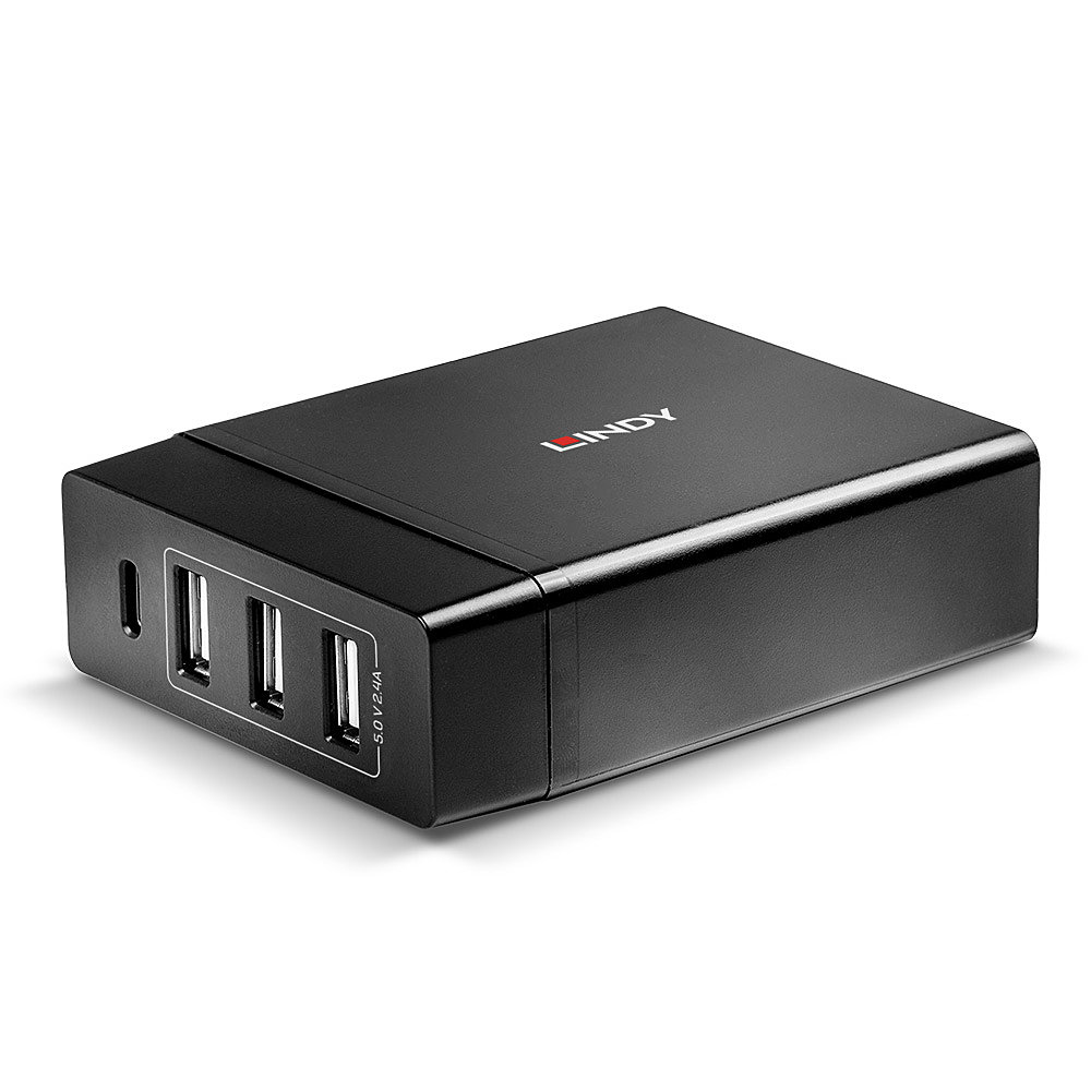 LINDY 4 Port USB Type C & A Smart Charger with Power Delivery 72W