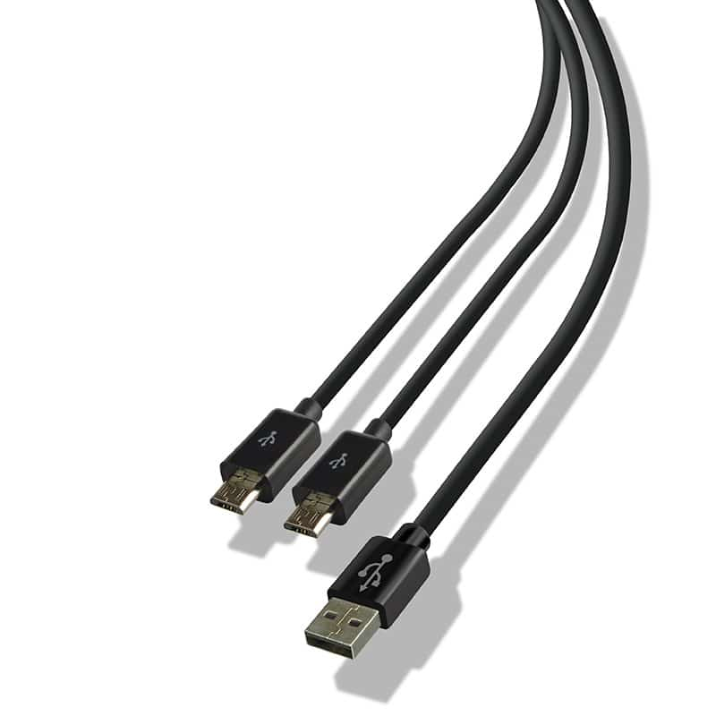 STEELPLAY Cable Dual Play & Charge Pour Manettes Noir PS4