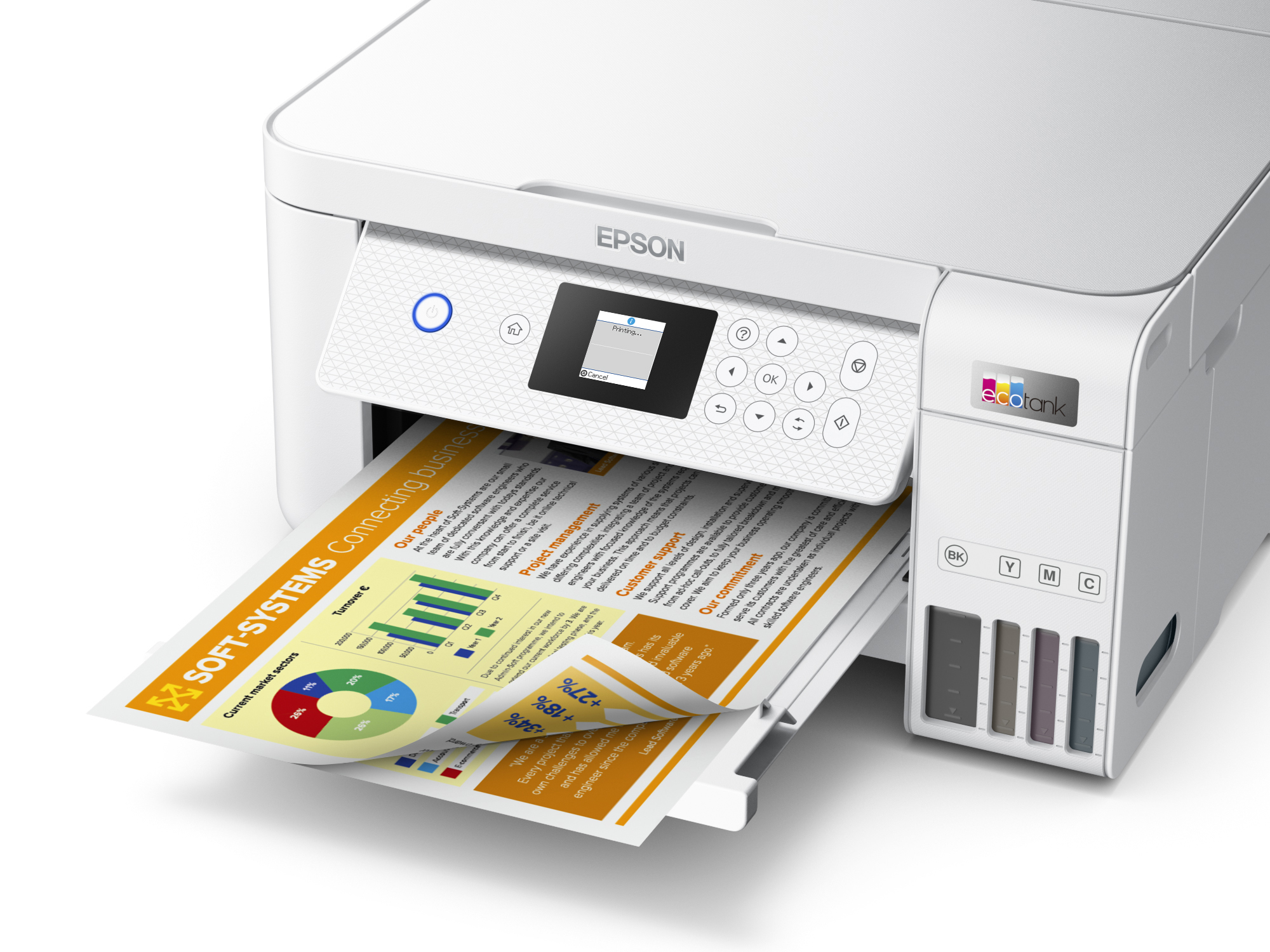 EPSON EcoTank ET-2856 MFP colour ink-jet refillable A4 10.5ppm print 100 sheets USB Wi-Fi white